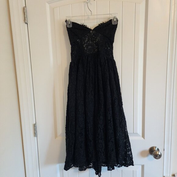 Fame Partners Black Lace Strap Midi Dress With Floral Overlay - Picture 5 of 12